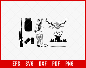 Deer Hunting T-shirt Design Elements Outdoor SVG Cutting File Digital Download