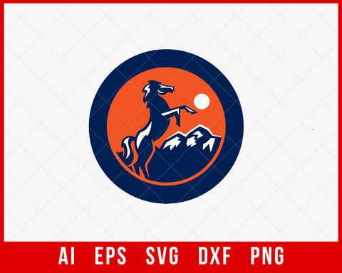 Horse Silhouette Denver Broncos NFL Team Logo SVG T-shirt Design Cut File for Cricut Digital Download