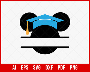 Walt Disney Graduation Hat Monogram Mickey Outline SVG Cut File for Cricut Silhouette Digital Download