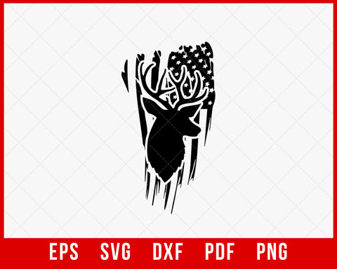 Distressed American Flag Deer Hunting SVG Cutting File Digital Download