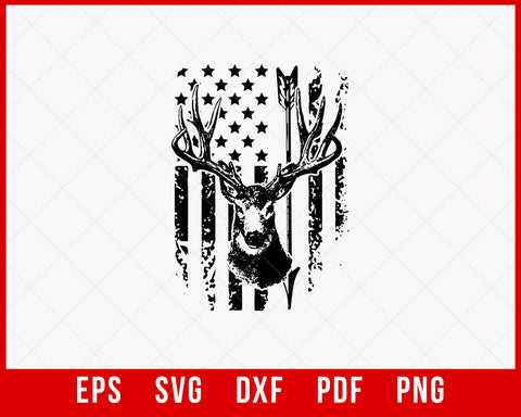 Distressed American Flag Deer Hunting SVG Cutting File Instant Download