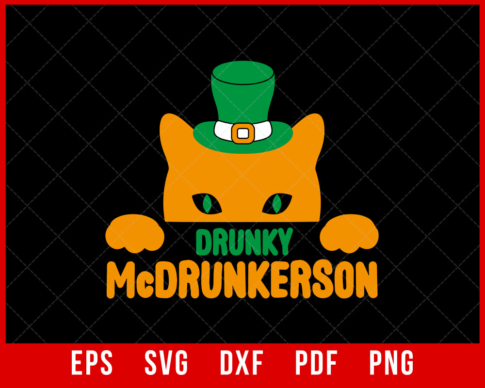 Drunky McDrunkerson St. Patrick's Day Cat T-shirt Cats SVG Cutting File Digital Download    