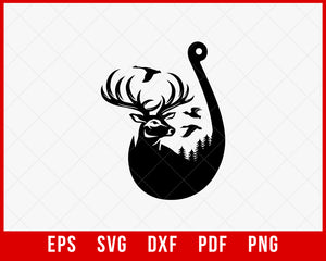 Duck Deer and Hook Hunting & Fishing Outdoor SVG Cutting File Digital Download