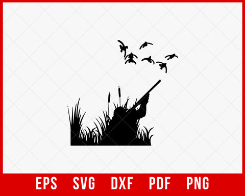 Duck Hunting Season Silhouette Cameo SVG Cutting File Digital Download File