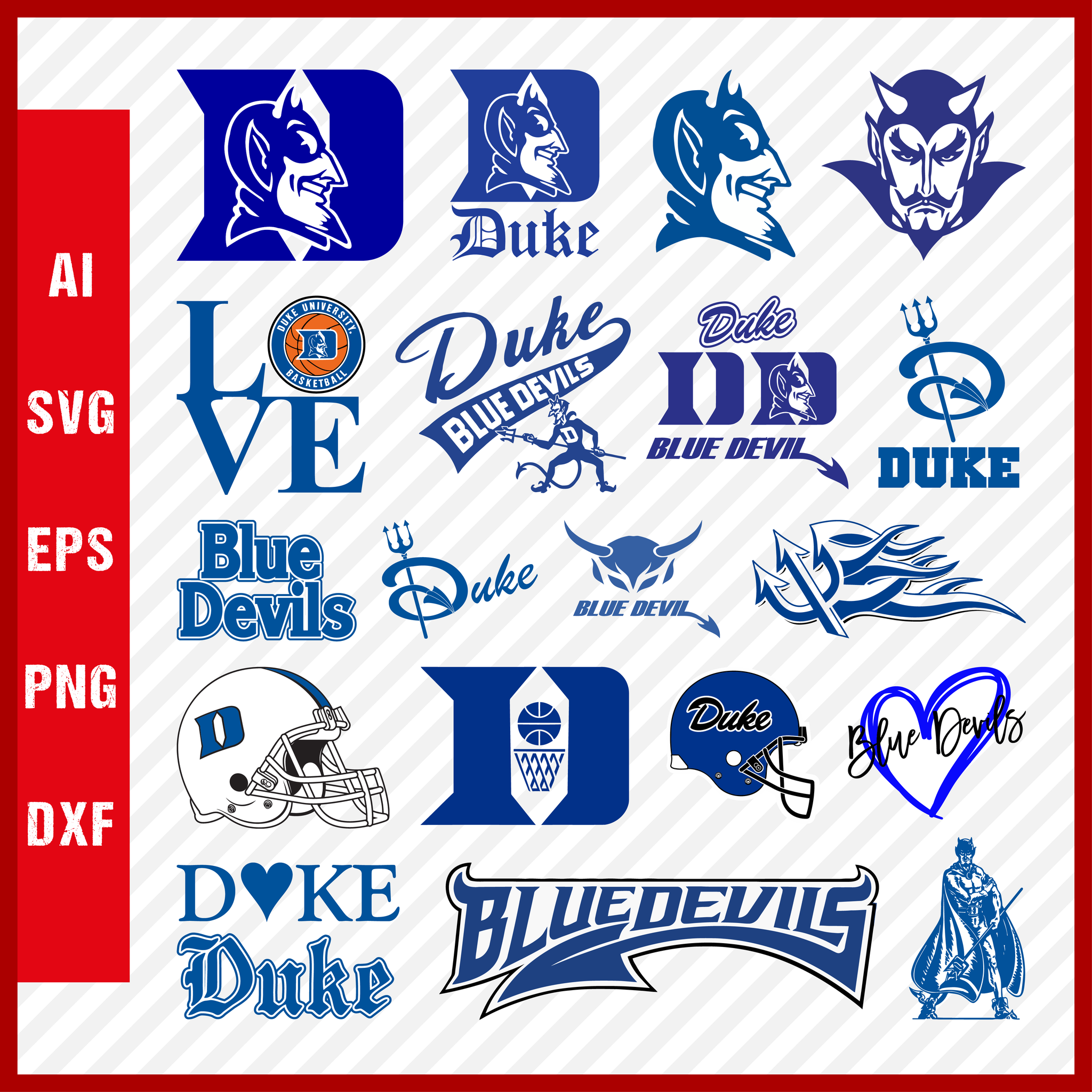 Duke Blue Devils svg NCAA National Collegiate Athletic Association Team Logo Clipart Bundle