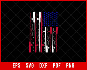 American Flag funny Fishing T-shirt Design SVG Cutting File Digital Download