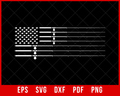 Fly Rod Fishing American Flag T-Shirt Fishing SVG Cutting File Digital Download        
