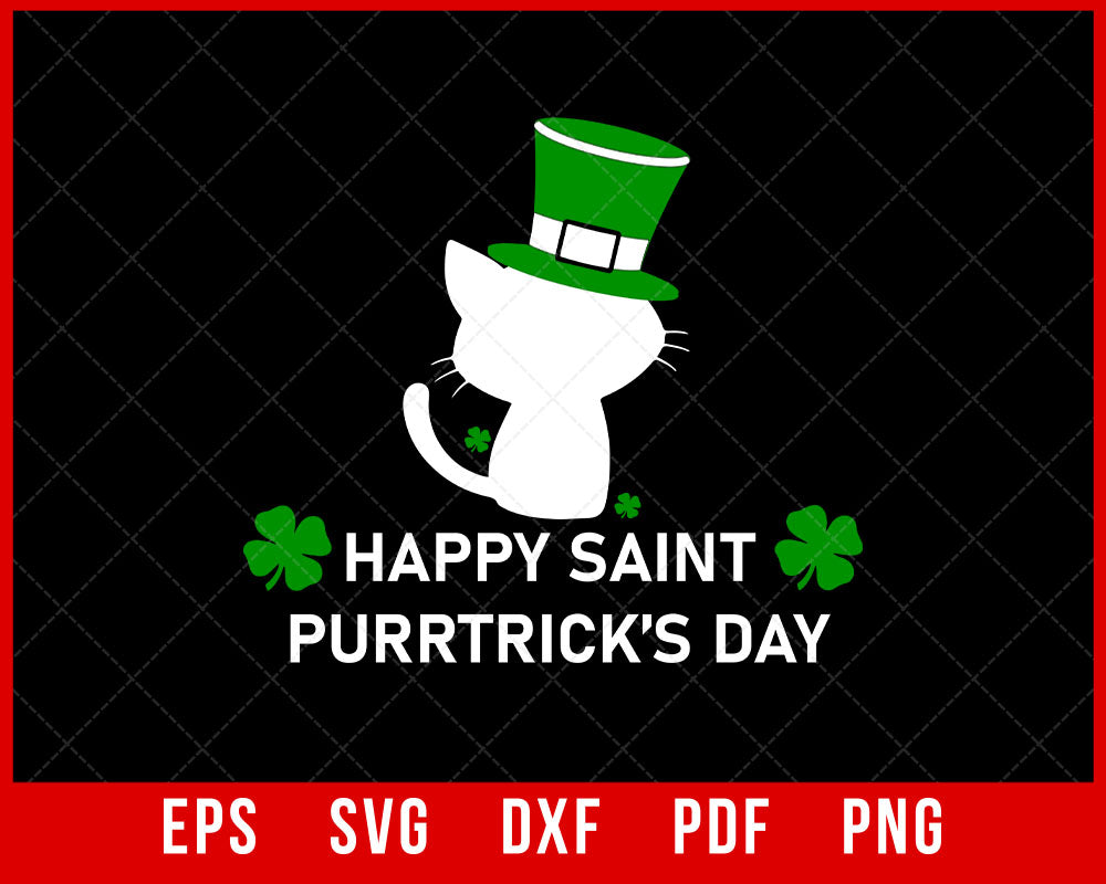 Men's Happy Saint Purrtricks Day Funny Saint Patrick's Day Cat St Patty T-Shirt Design Cats SVG Cutting File Digital Download  