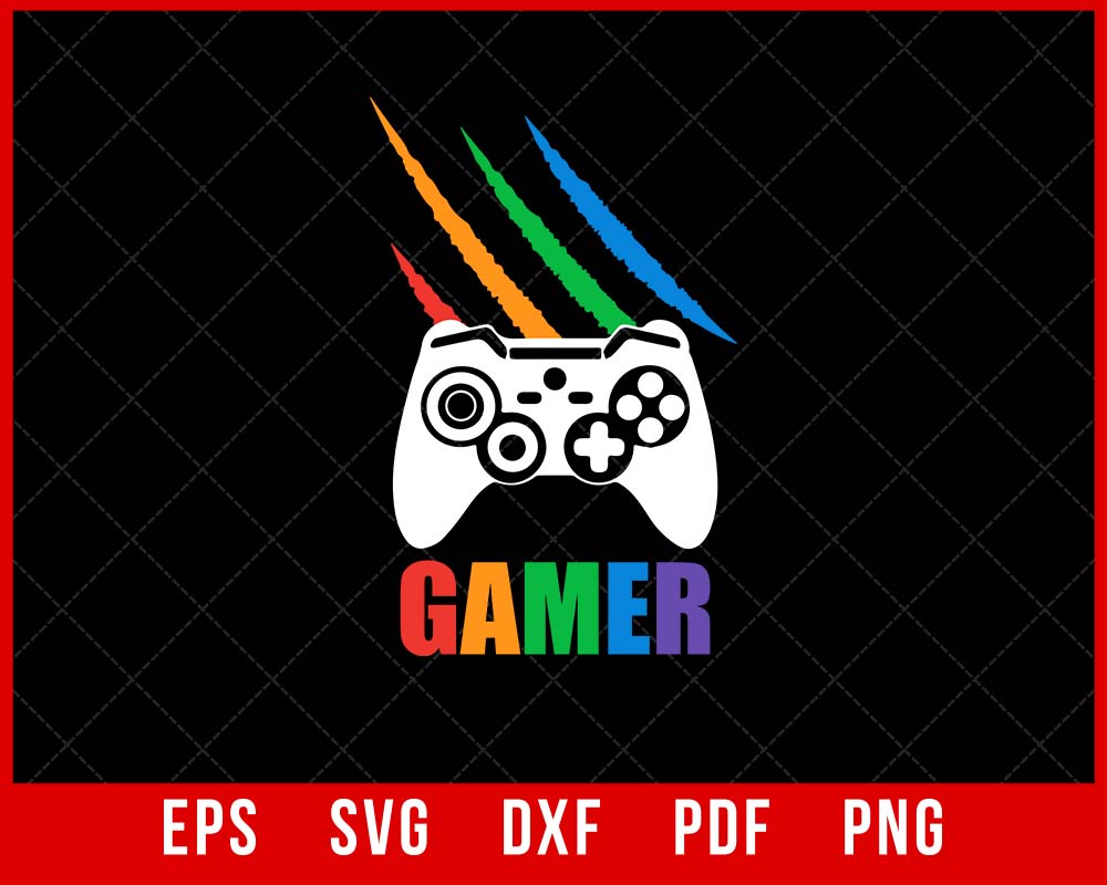 Gamer Rainbow Video Game Lovers Gift T-Shirt Design Games SVG Cutting File Digital Download  