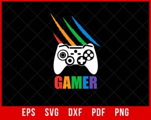 Gamer Rainbow Video Game Lovers Gift T-Shirt Design Games SVG Cutting File Digital Download  