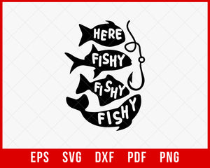  Fishing-Shirt Here-Fishy Funny T-Shirt : Clothing