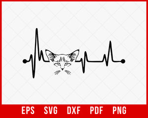Cat Heartbeat Funny Cute Kitten Lover SVG Cutting File Digital Download