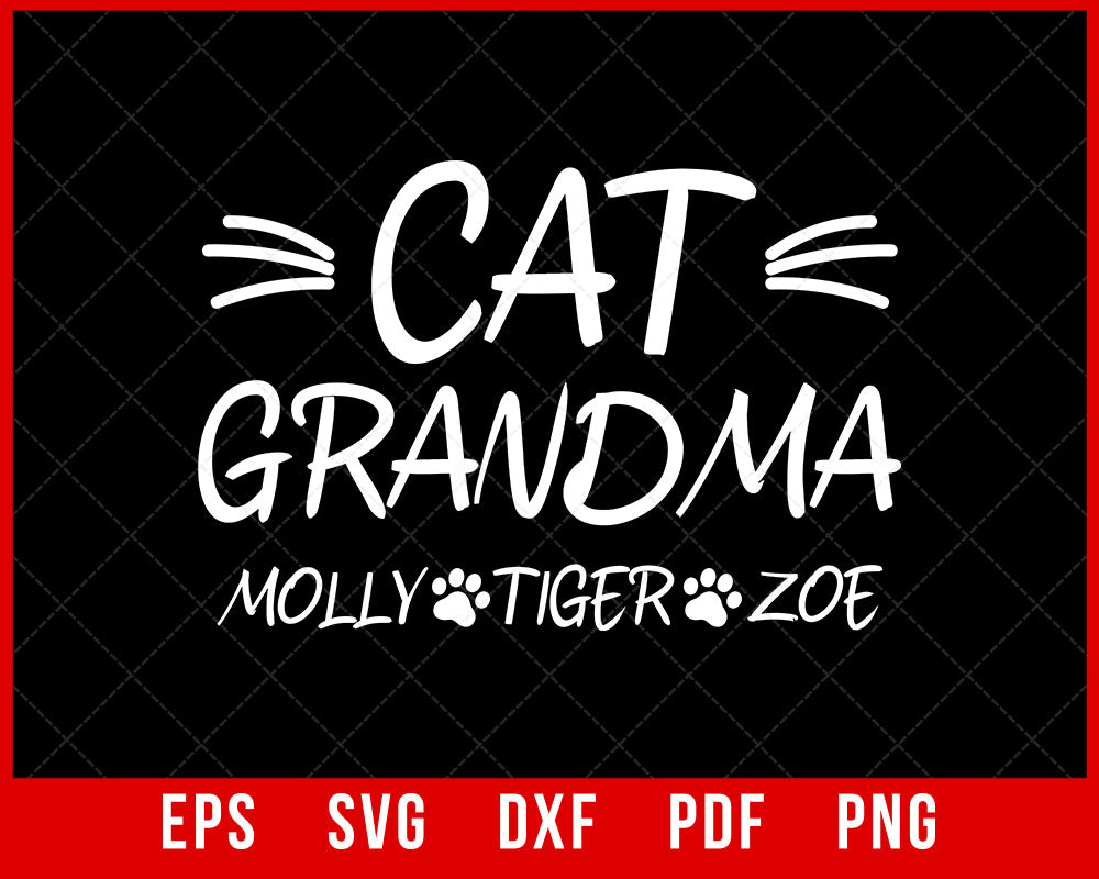 Women’s Cat Grandma Cat Lover Funny Gift T-Shirt Design Cats SVG Cutting File Digital Download  