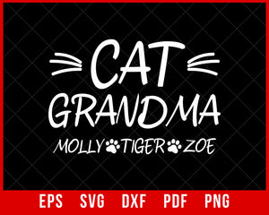 Women’s Cat Grandma Cat Lover Funny Gift T-Shirt Design Cats SVG Cutting File Digital Download  