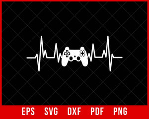 Funny Gamer Heartbeat Video Game Controller Gift T-Shirt Design Games SVG Cutting File Digital Download  