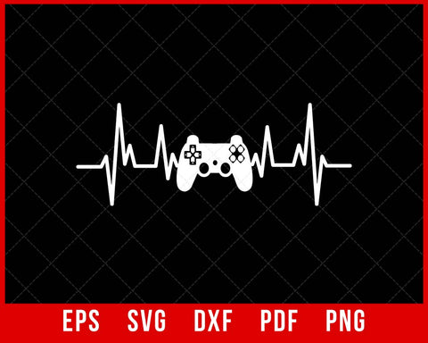 Funny Gamer Heartbeat Video Game Controller Gift T-Shirt Design Games SVG Cutting File Digital Download  