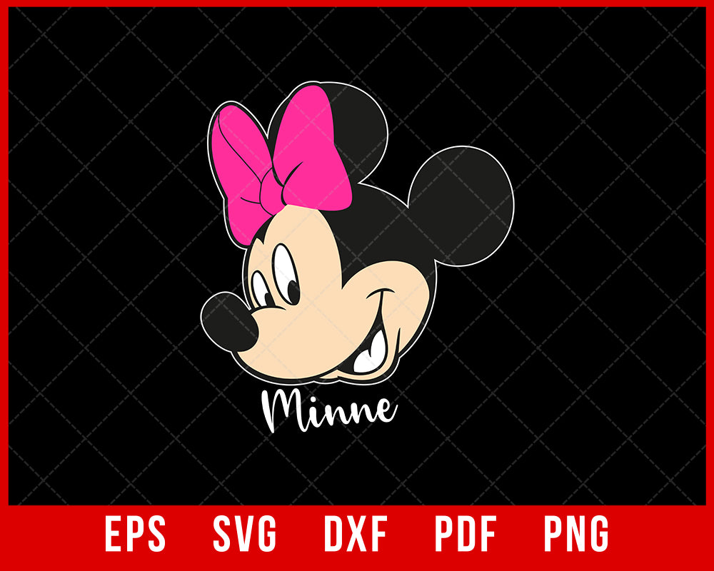 Disney Mickey And Friends Minnie Mouse Big Face T-Shirt Disney SVG Cutting File Digital Download     