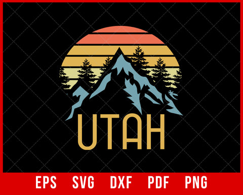 Vintage UT, Utah Mountains Outdoor Adventure T-Shirt Mountains SVG Cutting File Digital Download 