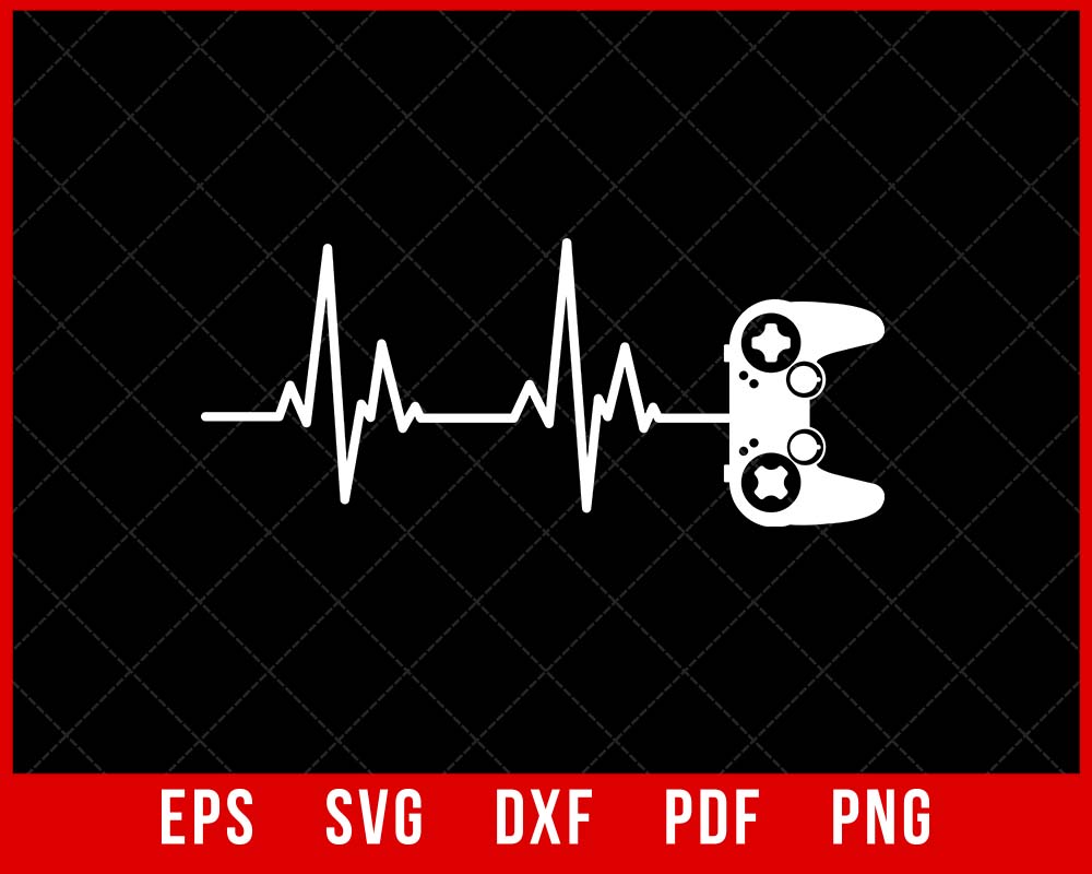 Gamer Heartbeat Video Game Lover Gift T-Shirt Design Games SVG Cutting File Digital Download  