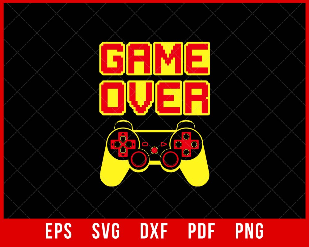 Women's Game Over Vintage Retro Video Games Gaming gift arcade T-Shirt Design Games SVG Cutting File Digital Download    