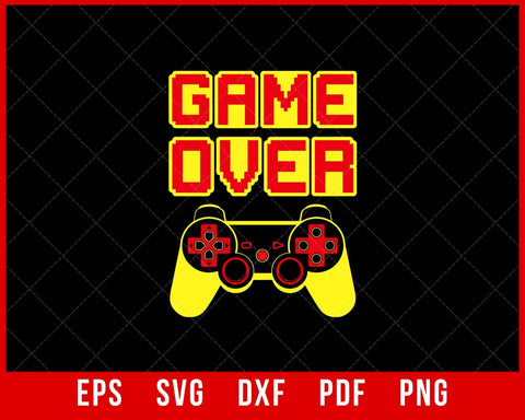 Women's Game Over Vintage Retro Video Games Gaming gift arcade T-Shirt Design Games SVG Cutting File Digital Download    