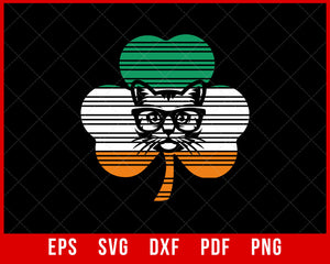 Irish Ireland Flag Cat Shamrock Funny St Patrick's Day T-Shirt Design Cats SVG Cutting File Digital Download  