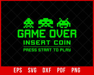 Classic Alien Invader Space Monster Video Game T-Shirt Design Games SVG Cutting File Digital Download  