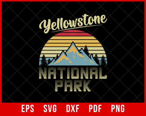 Vintage Retro Yellowstone National Park T-Shirt Fishing SVG Cutting File Digital Download      