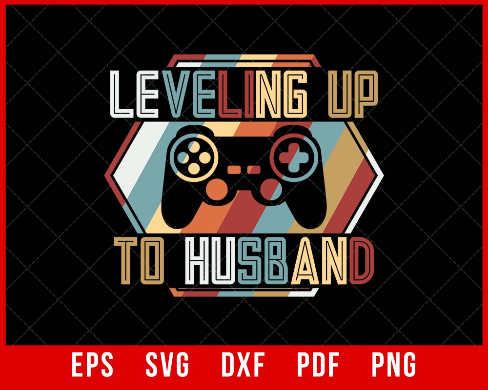 Promoted Funny Leveling up to Husband T-Shirt Design Games SVG Cutting File Digital Download  