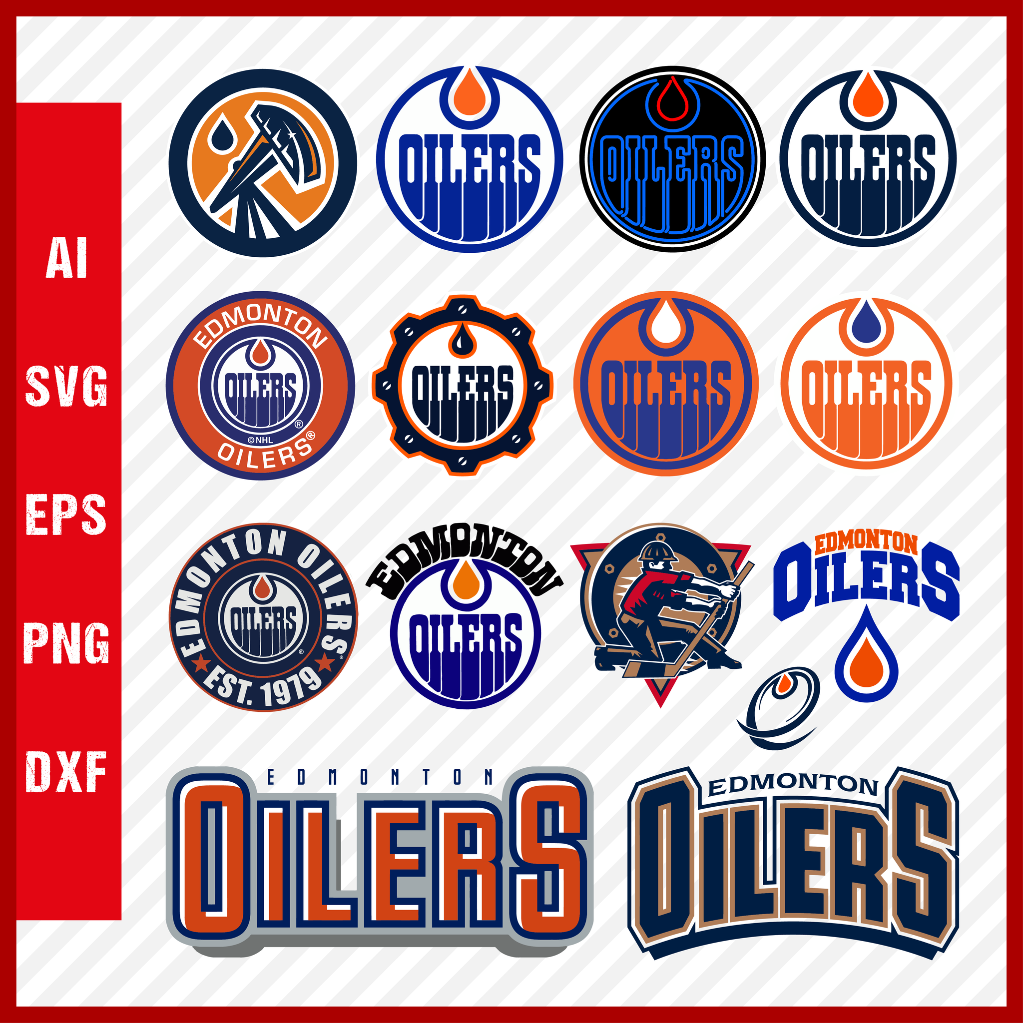 Edmonton Oilers Svg, NHL National Hockey League Team Svg Logo Clipart Bundle