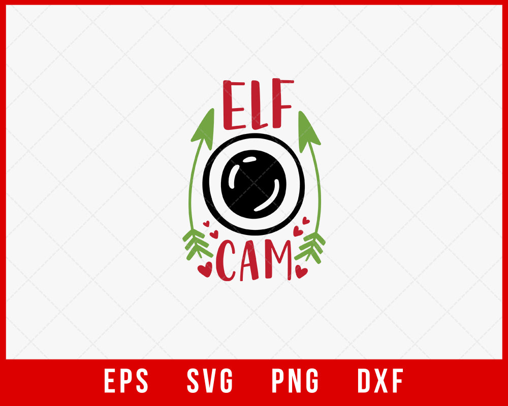 Elf Cam Funny Merry Christmas Buffalo Plaid SVG Cut File for Cricut and Silhouette