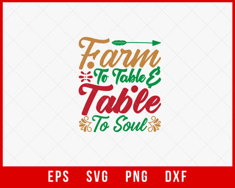 Farm to Table Happy Merry Christmas SVG Cut File for Cricut and Silhouette