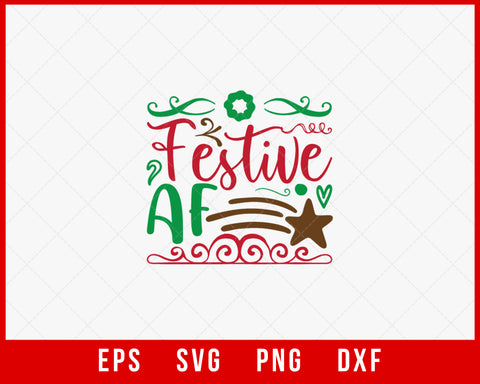 Festive Af Ugly Christmas Santa Hat SVG Cut File for Cricut and Silhouette