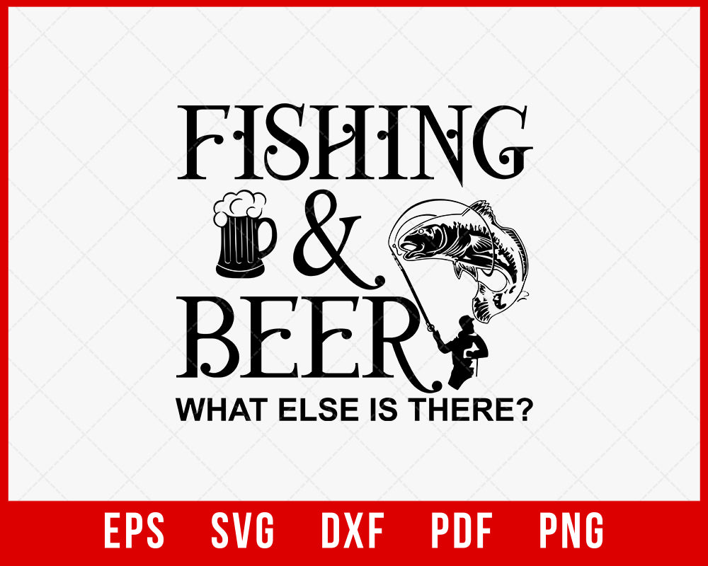 Fishing and Beer Outdoor T-Shirt Design Digital Download File