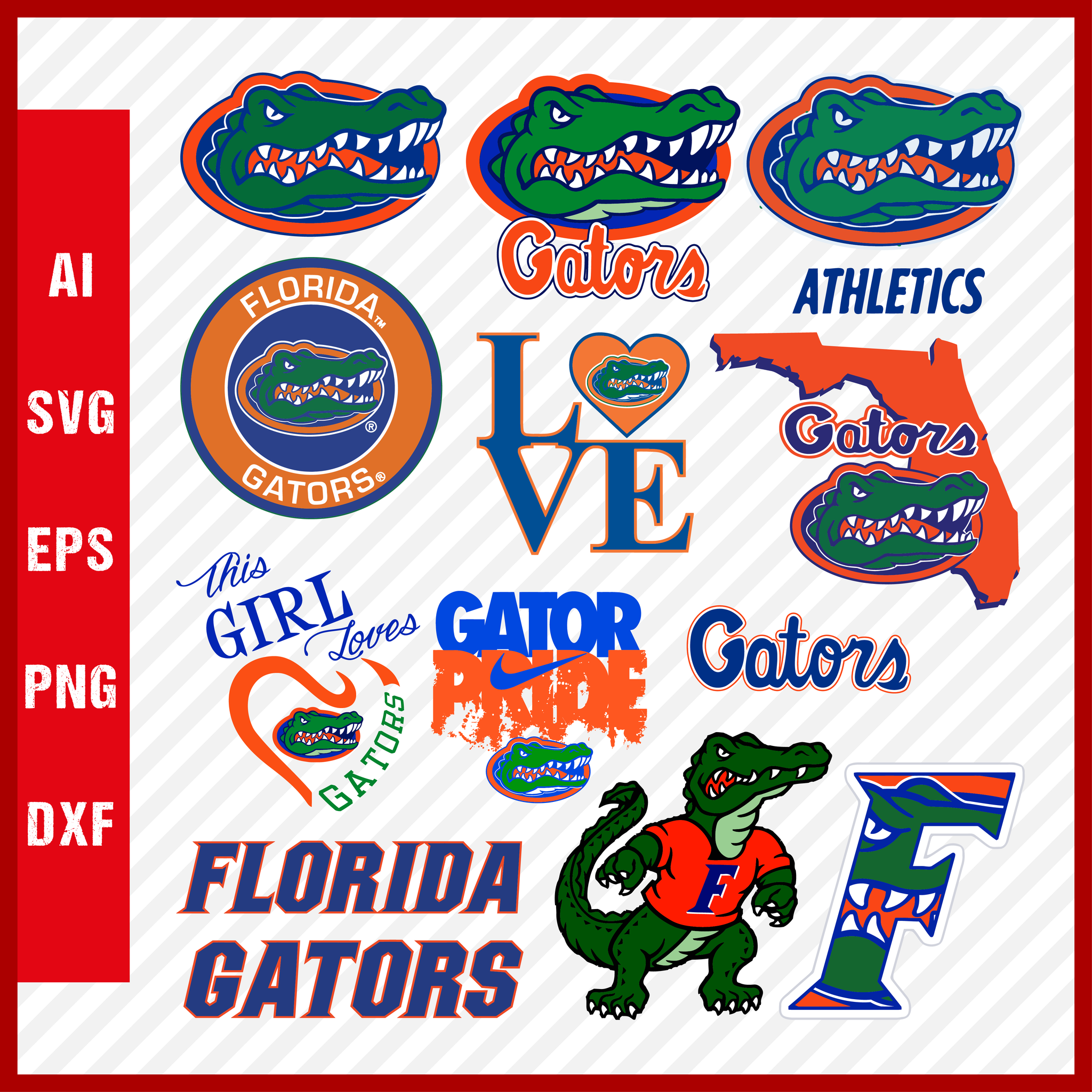 Florida Gators svg, NCAA National Collegiate Athletic Association Team Logo Clipart Bundle
