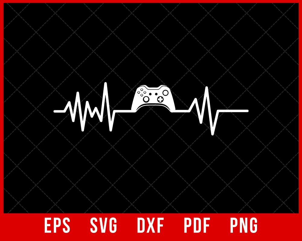 Funny Gamer Heartbeat Video Game Controller Gag Gift T-Shirt Design Games SVG Cutting File Digital Download   