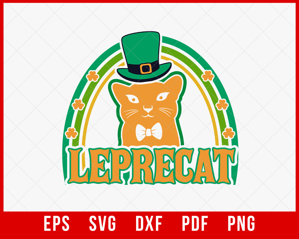 Funny Leprechaun Cat T-Shirt Leprecat St Patrick's Day Cats SVG Cutting File Digital Download    