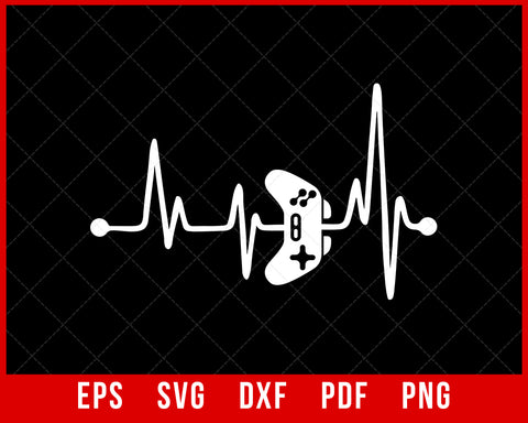 Gamer Heartbeat Video Games Gaming Boys Teens Men T-Shirt Design Games SVG Cutting File Digital Download   