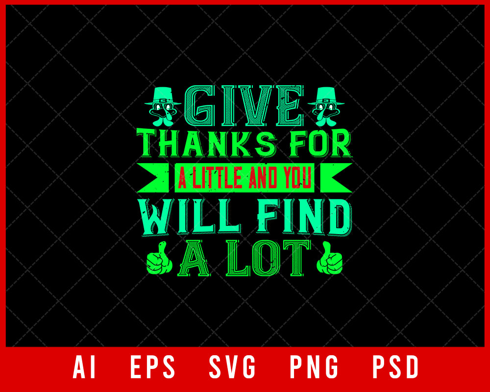 Give Thanks for A Little Funny Thanksgiving Editable T-shirt Design Digital Download File