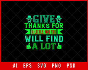 Give Thanks for A Little Funny Thanksgiving Editable T-shirt Design Digital Download File