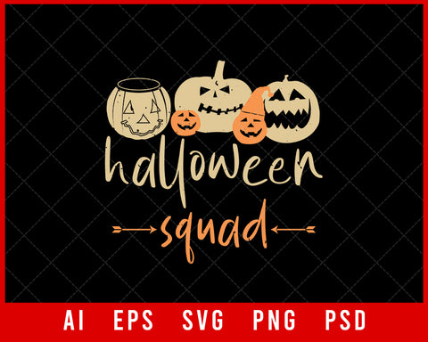 Halloween Squad Ghost Freak Funny Editable T-shirt Design Digital Download File