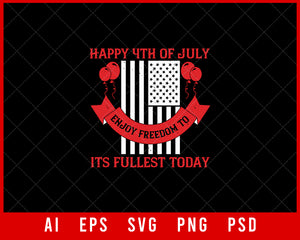 Happy 4th of July Independence Day USA Flag Editable T-shirt Design Digital Download File