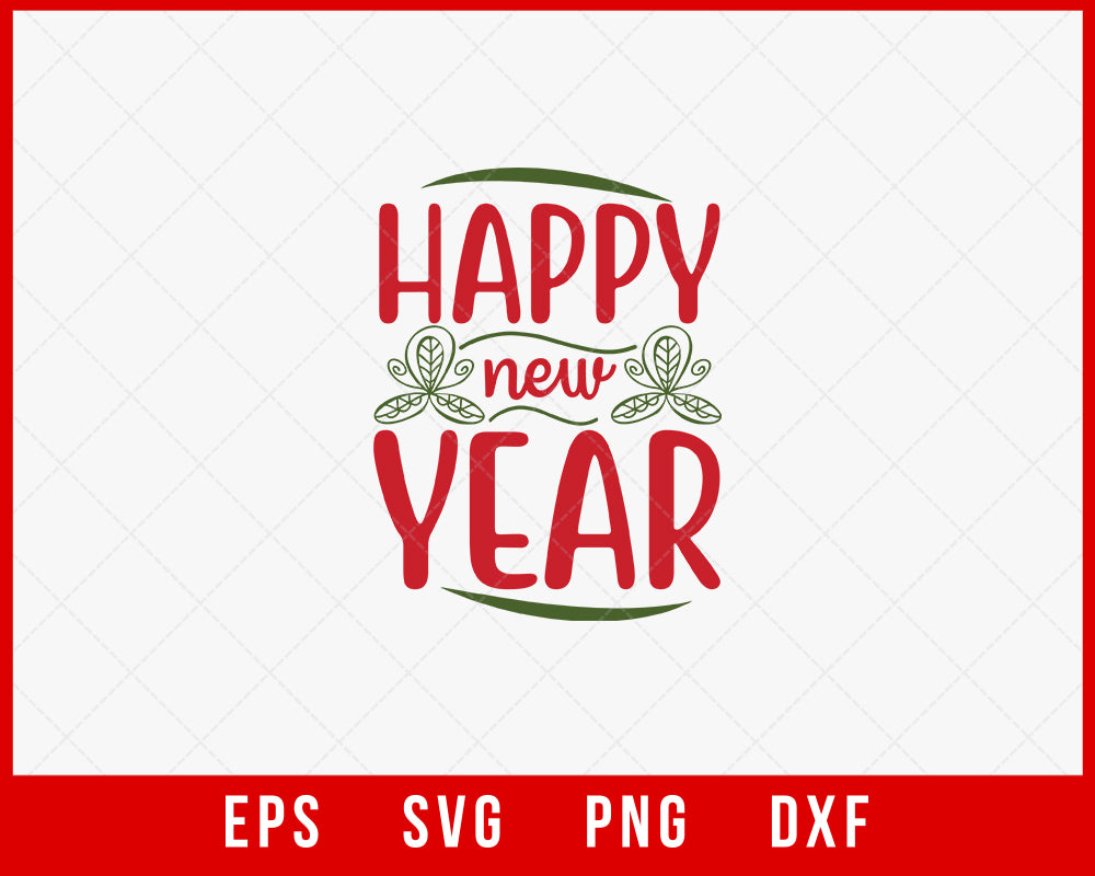 Happy New Year Merry Christmas SVG Cut File for Cricut and Silhouette