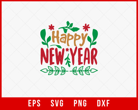 Happy New Year Merry Christmas Holiday SVG Cut File for Cricut and Silhouette