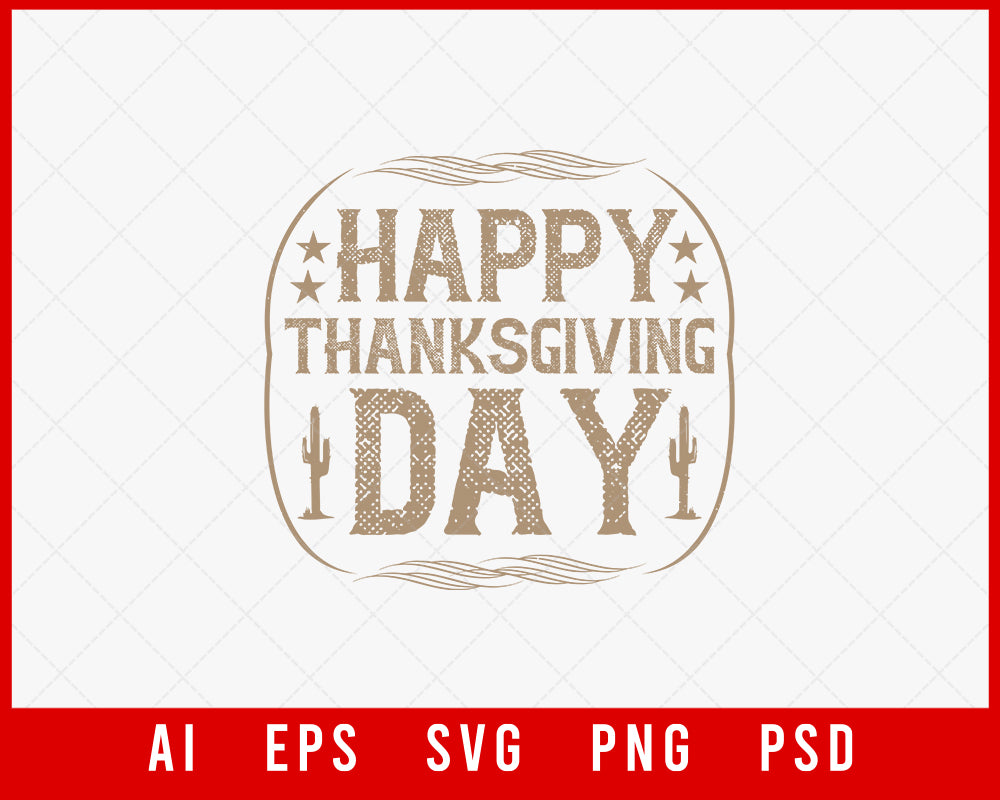 Happy Thanksgiving Day Editable T-shirt Design Digital Download File