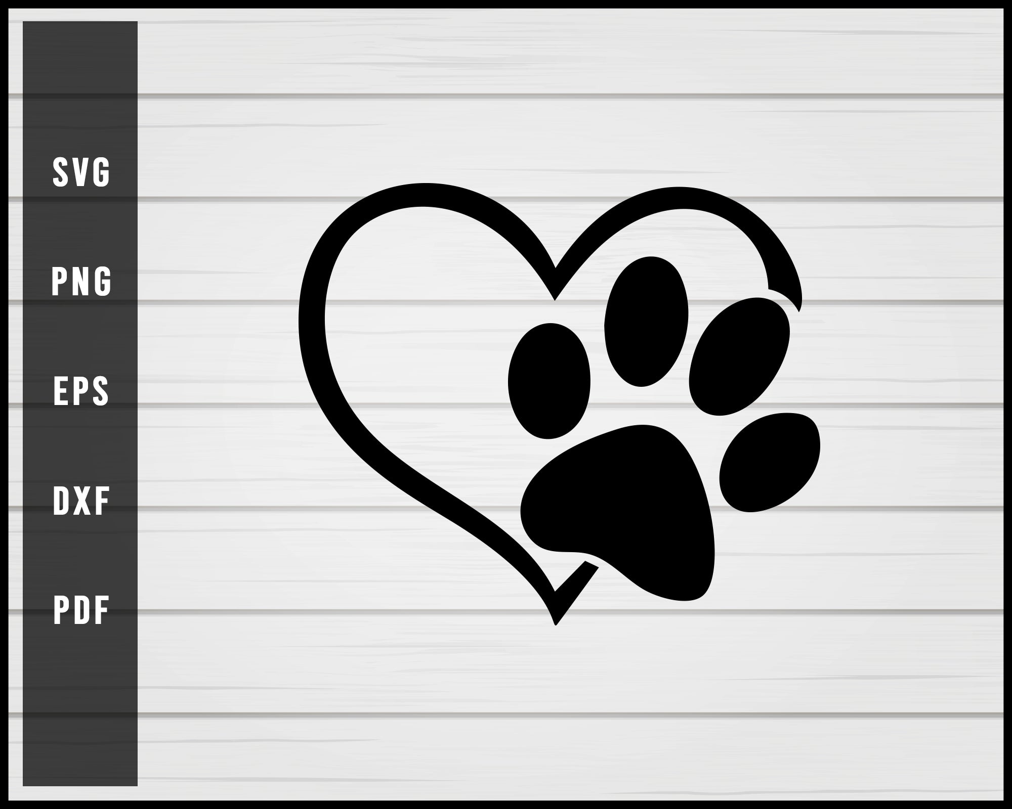 Heart Pet Paw Print Dog svg png eps Silhouette Designs For Cricut And Printable Files
