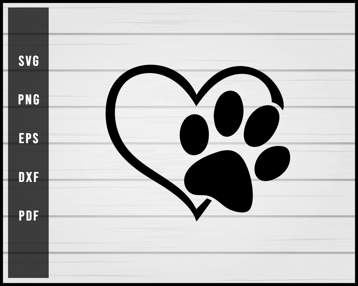 Heart Pet Paw Print Dog svg png eps Silhouette Design – Creativedesignmaker