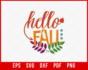 Hello Fall Pumpkin Spice Funny Thanksgiving SVG Cutting File Digital Download