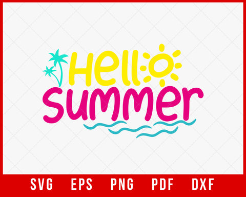 Hello Summer T-shirt Design Digital Download File