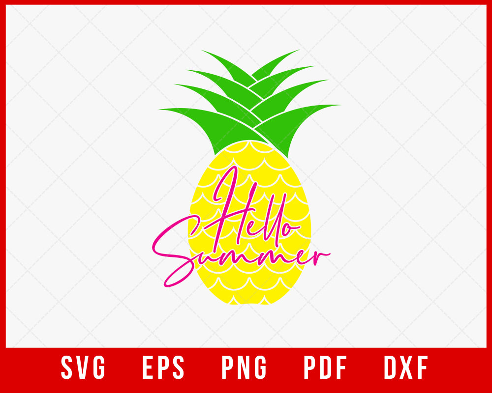 Hello Summer Pineapple T-shirt Design Digital Download File